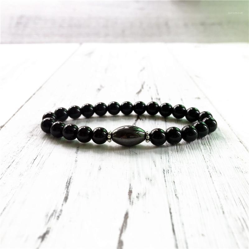 

Natural Black Onyx & Hematite Bracelet Best Gift For Men Or Boy Fashion Men's Jewelry Black Men's Yoga Mala Bracelet Wrist Mala1