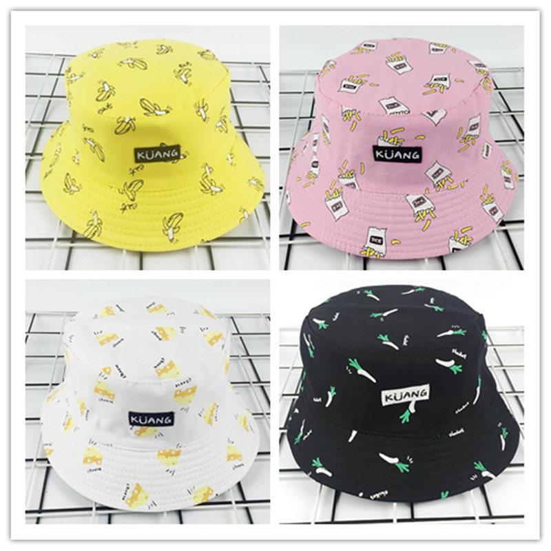 

LDSLYJR 2020 Cotton Fruit printing Bucket Hat Fisherman Hat outdoor travel Sun Cap Hats for Men and Women 40, White