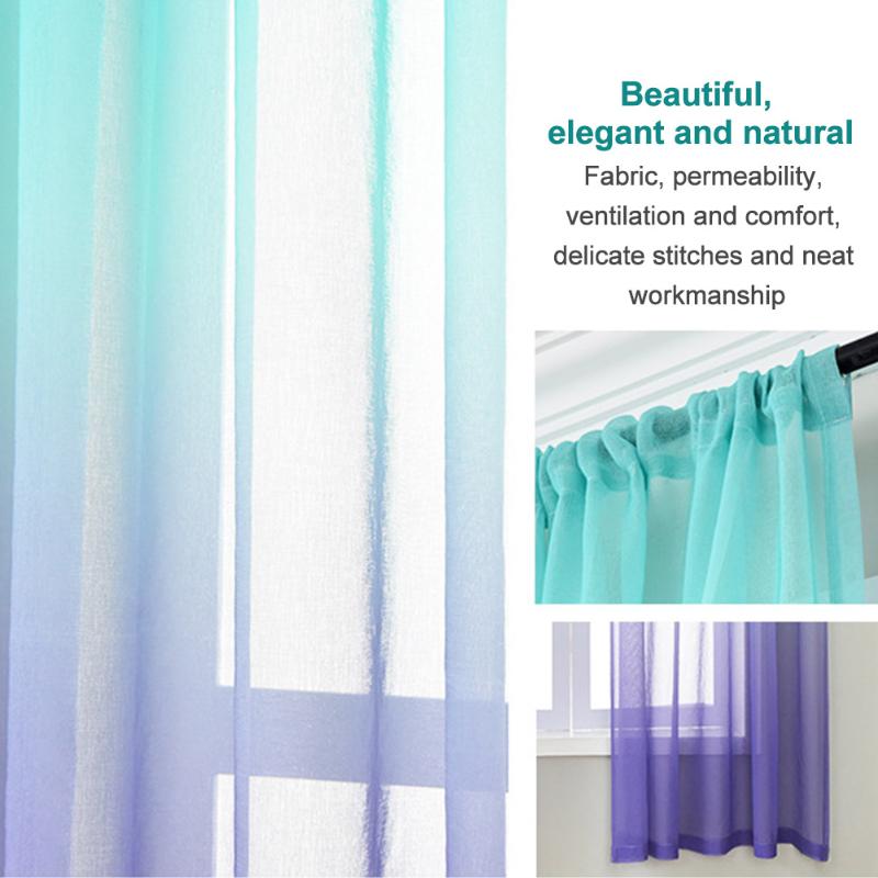 

Living Room Reversible Ombre Drape Light Filtering Privacy Voile Panel Tulle Kitchen Romantic Home Decor Bedroom Window Curtain, Blue purple