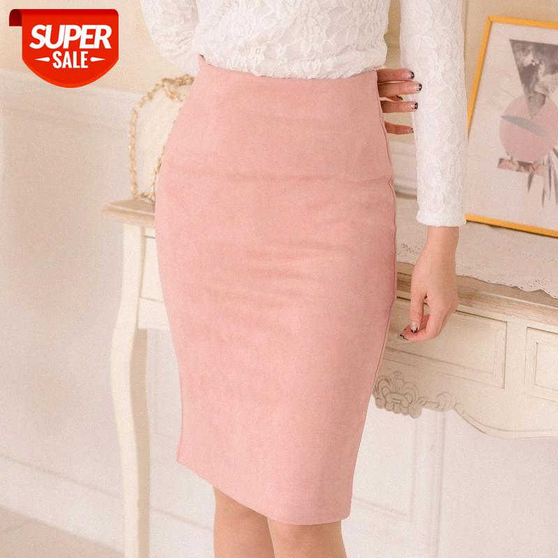 

10 colors size S M  XL 2020 Women Winter Solid Suede Multi Package Hip Pencil Midi Skirt Autumn Winter Bodycon Femininas #7V2v, White;black