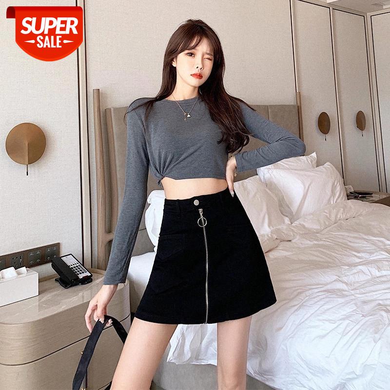 

JXMYY Black half-length skirt women's autumn and winter all-match hakama 2020 new fashion zipper tight elasticity thin hip skirt #yZ5p, White;black
