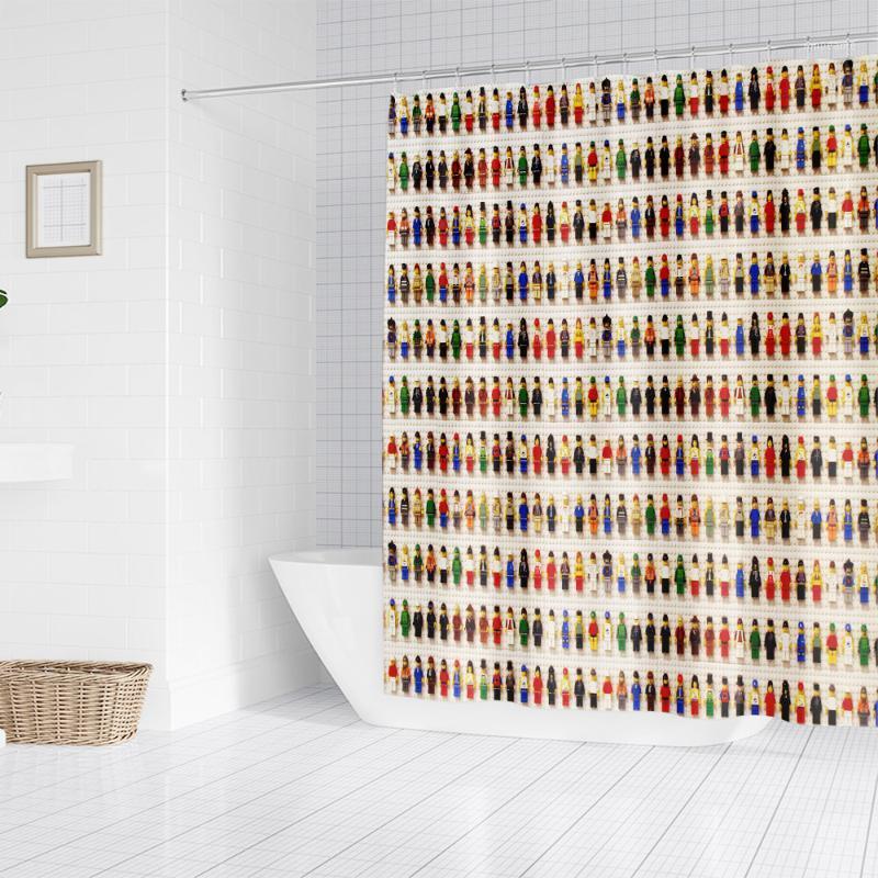 

brick mosaic printing bathroom shower curtain bathroom partition curtain comes with hooks available in multiple sizes1