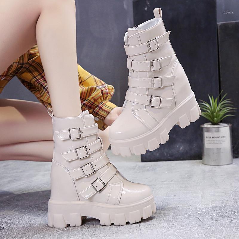 

Punk Style Platform Women Ankle Boots Women's Motorcycle Boot Fashion Ladies Chunky Shoes British style Internal increase boots1