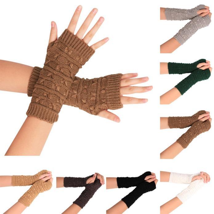 

Five Fingers Gloves Women Winter Fashion Knitted Arm Fingerless Unisex Soft Warm Mitten Breathable Anti-skid Warmer