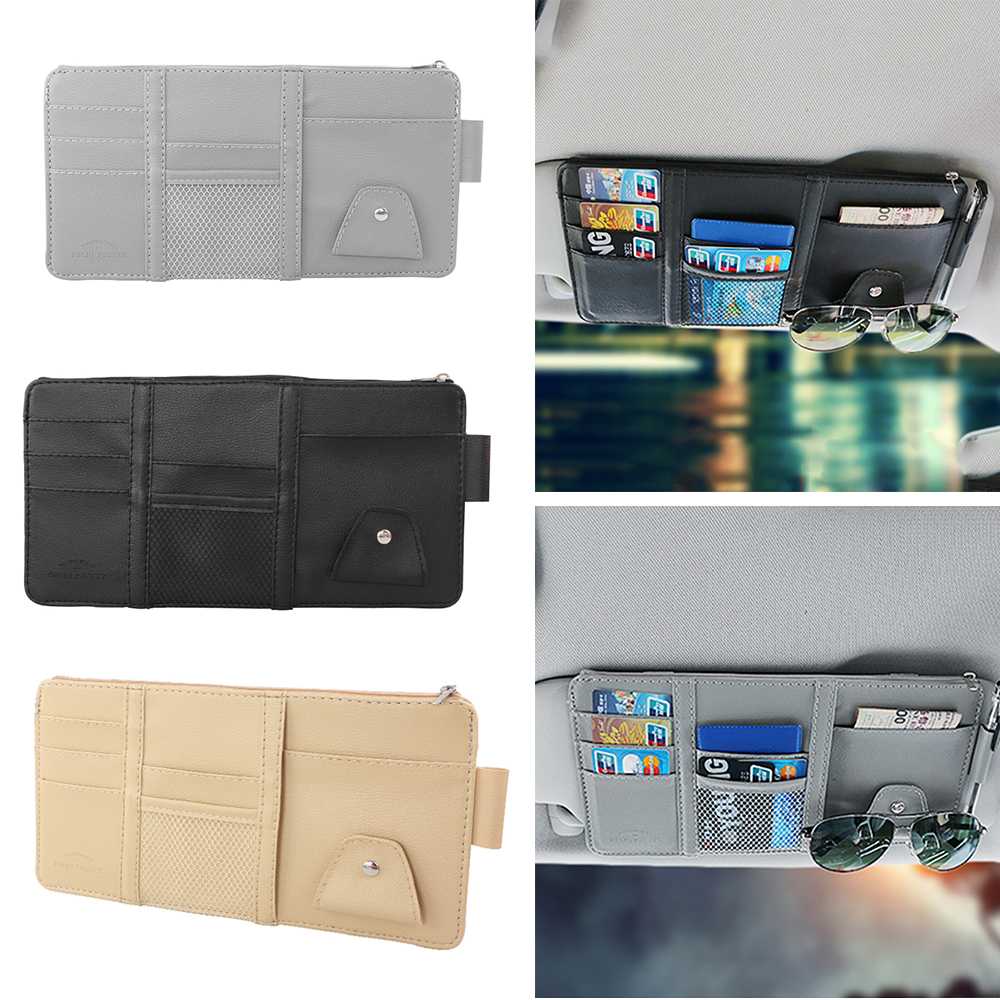 

Car Sun Visor Pen Business Card Holder CD DVD Organizer Multifunction Storage Box Sunglasses Clip Stowing Tidying Car Tool