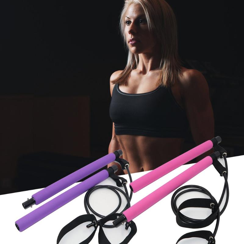 

Pilates Bar Rod Resistance Bands Elastic Bands Workout 2 Colors Multifunctional Yoga Rally Rod For Fitness Gym Equipment
