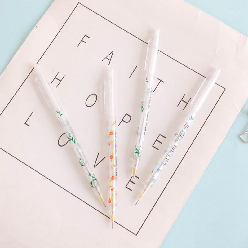 

5 pcs/lot MIRUI Student Stationery Press Type pure Automatic Pencils 0.7mm Transparent Flower mechanical pencil 0.5mm1, 0.5mm