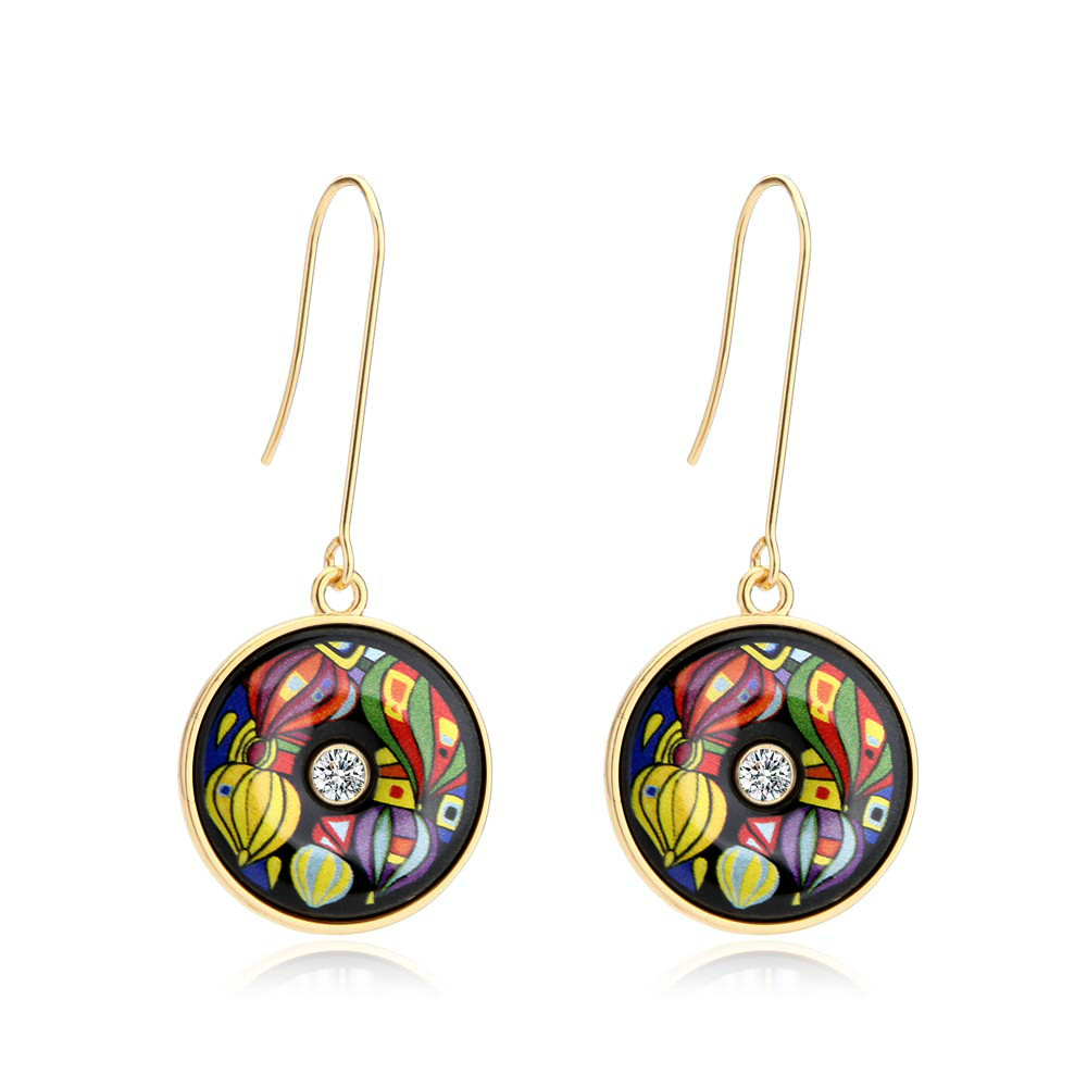 

VAROLE Fashion Woman Colorful patterns Earrings Vintage Indian Drop Earrings for Women Painted Classic Bohemia Geometric Style Women