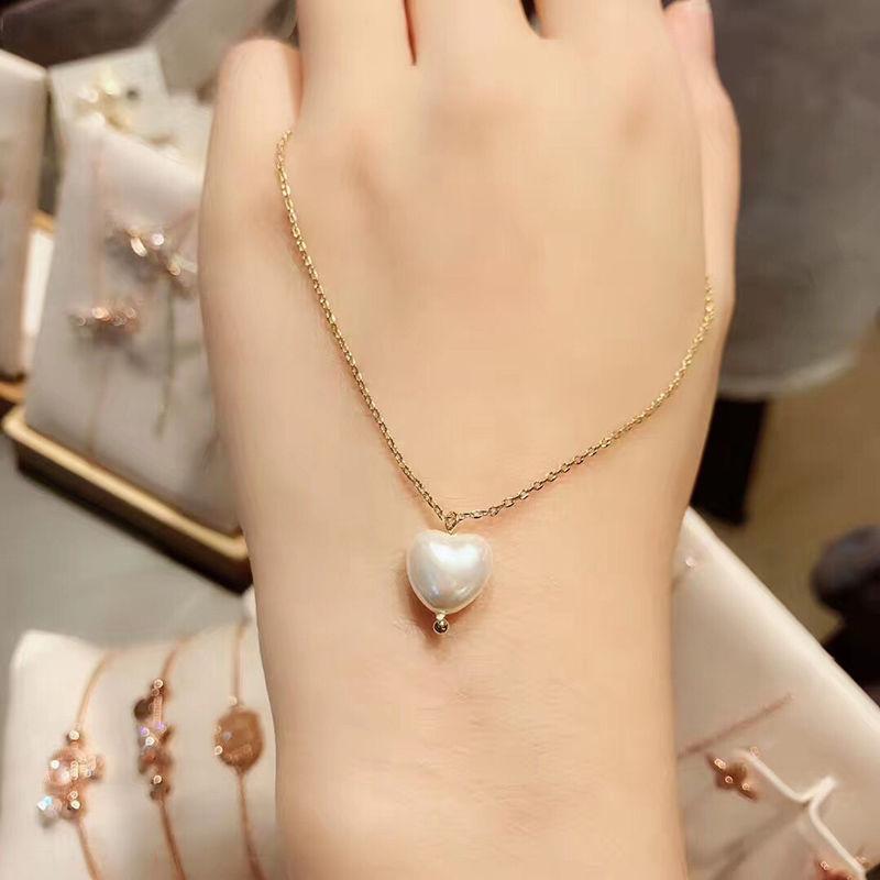 

Chokers Korean Version Of Simple Pendant Ins Wind Jewelry Girl Heart Couple Gift Sweet Love Pearl Necklace Clavicle Chain Female Student
