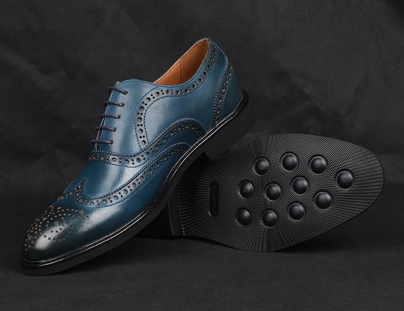 

Bullock carved men's shoes leather men's summer breathable business casual shoes British lace retro tide shoe, As pic