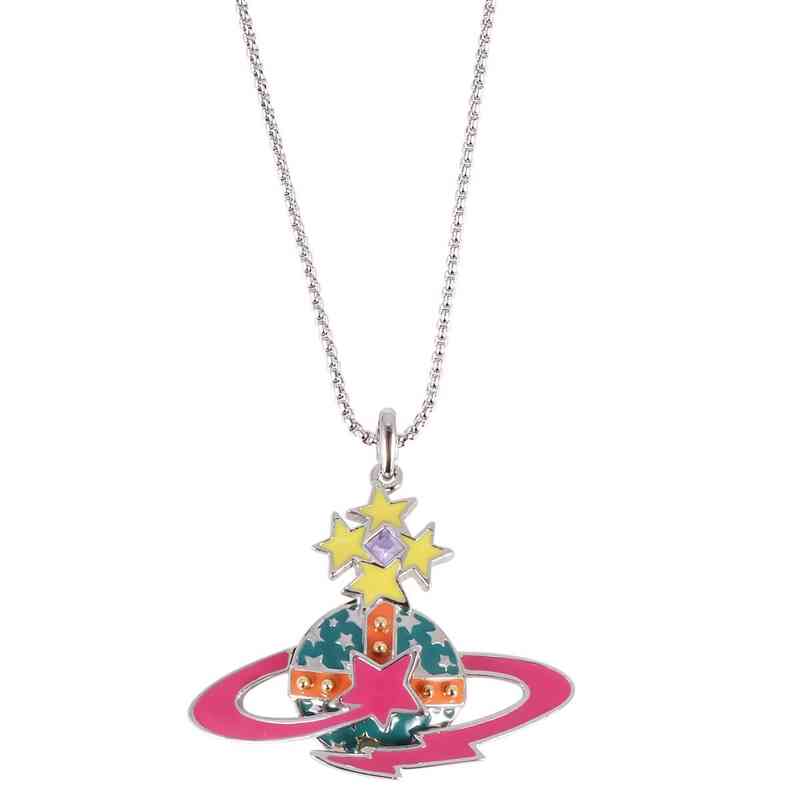 

European and American fashion color lacquer embracing three-dimensional Saturn necklace