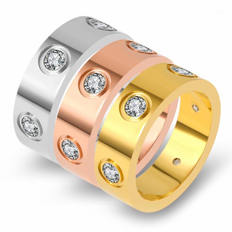 

316L Titanium Steel Crystal Titanuim Steel Rose Gold Color Ring CZ Crystal Ring For Women1