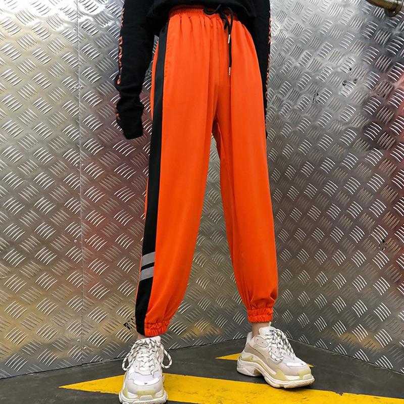 

Girl Student Sports Pants Korean Loose Thin Cropped Pants Summer and Autumn Solid Color Casual, Black