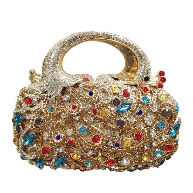 

Women's Colorful Phoenix-Shaped Diamond Evening Bag Diamond Bag Handbag1, Nude