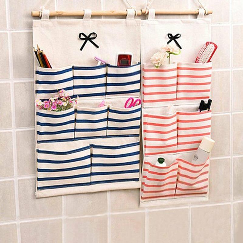 

6/8 Storage Pockets Wall Door Hanging Organizer Bathroom Cotton Linen Sundries Folding Underwear Socks Toys Key Sorting Bags1