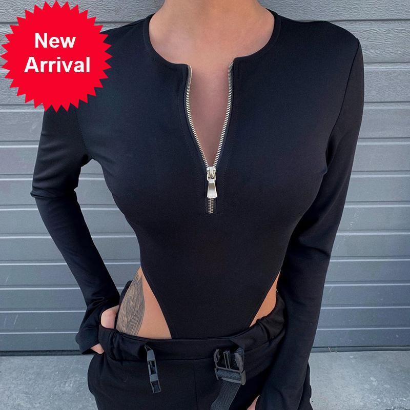 

New Sexy 2021 New Black Female Bodysuit Long Sleeve Tight-fitting Women' Yoga Overalls One-piece Bodysuits 21I8, Beige