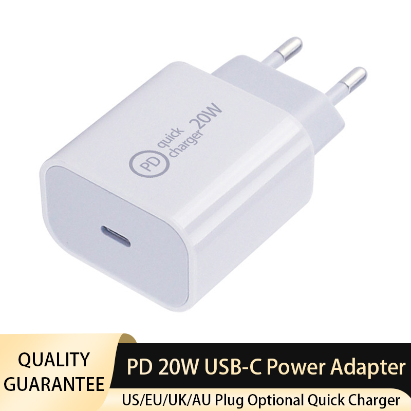 

High Power PD 20W Quick Charger for iPhone 12 Type-C Port EU US UK AU Plug 20V1A Fast Safe Charging Adapter Wall Charger