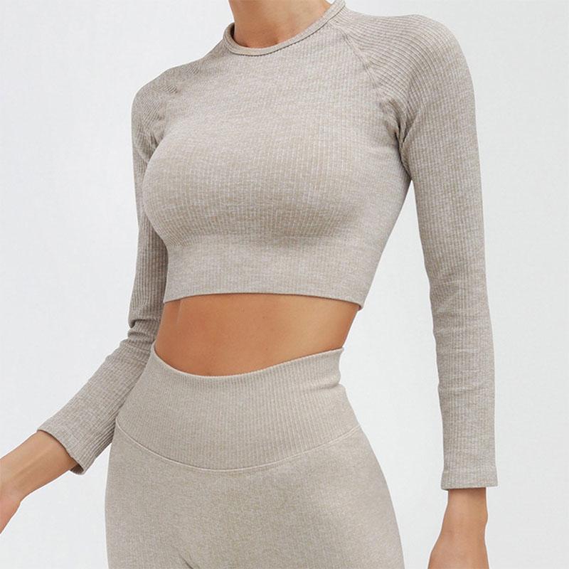 

2Pcs Women Sport Leggings Seamless Yoga Set Women Long Sleeve Crop Top High Waist Tummy Control Gym Workout Clothing Sport Suit, Green