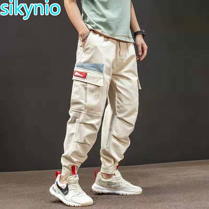 

Men' Cargo Pants 2020 New Spring Autumn Trend Korean Edition Student Corset Harem Pants Loose Casual Sweatpants, Champagne