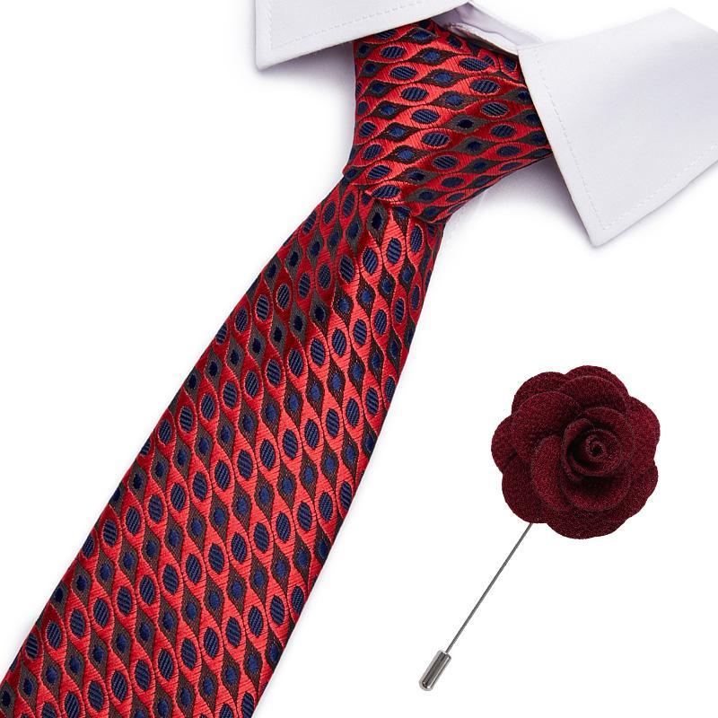 

7.5 cm Mens Business Brooch Tie Set Striped Print Jacquard Formal Dress Wedding Necktie Classic Gravata Accessories Necktie1