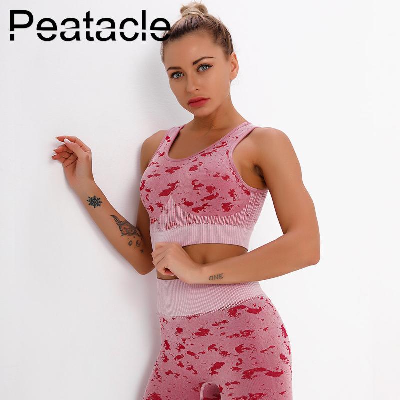 

Peatacle Seamless Knitted Sexy Beauty Back Bra Top Yoga Wear Sports Running Fitness Workout Gym High Impact Padded, Black