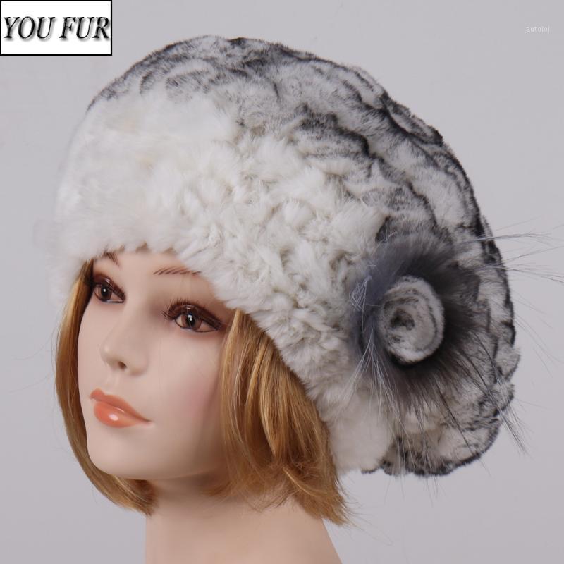 

New Women Real Natural Rex Fur Beret Hats Winter Warm Rex Fur Caps Lady Knitted Elastic Genuine Beanies Cap1, Grey