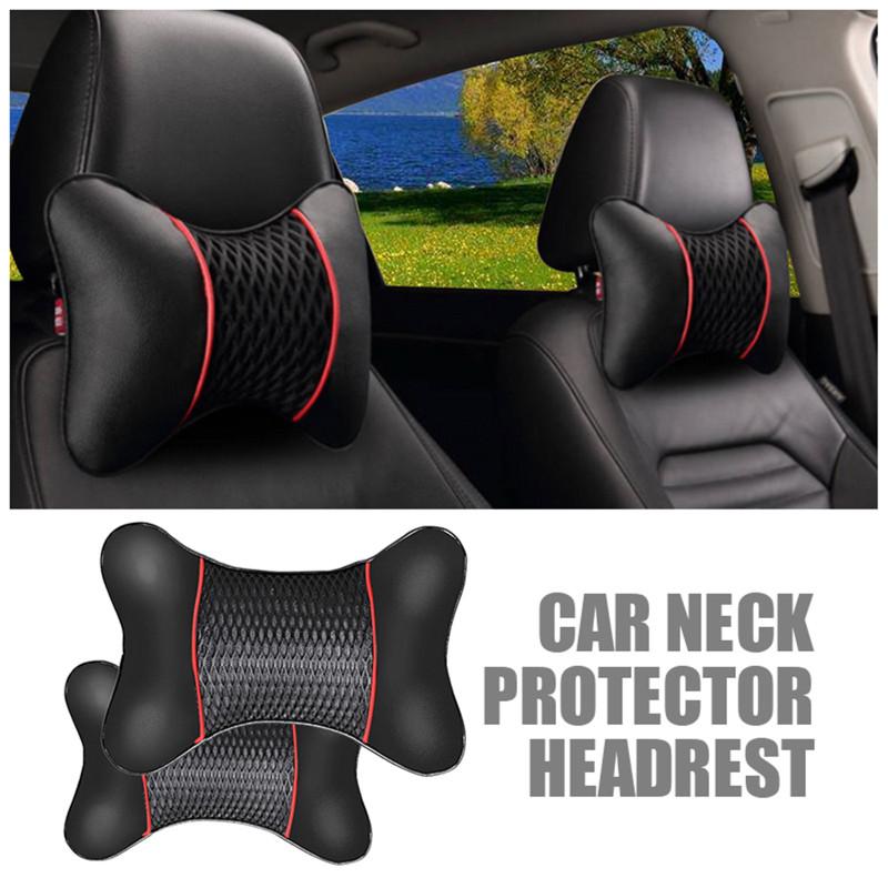 

2Pcs Car Neck Pillow PULeather Car Seat Pillow Headrest Neck Rest Vehicular Seat Headrest Interior Accessories
