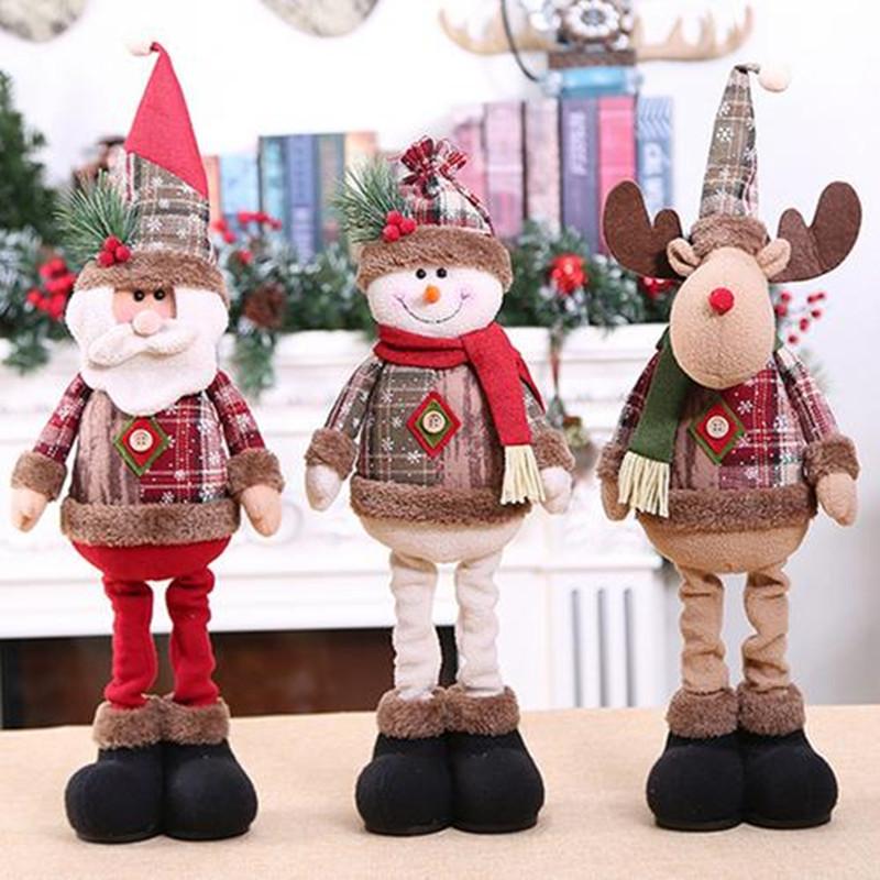 

2021 New 1/3PCS Christmas Dolls Elk Snowman Santa Claus Standing Doll Xmas Decorations Tree Ornament for home Navidad Kids Gift