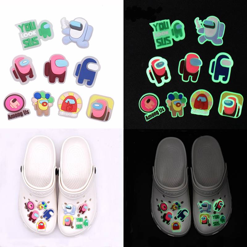 

Glow Shoe Charms Luminous Shoes Decoration Charms Cute Cartoon Shoe Buckles for Clog Birthday Party Favors Shoe Accessories DHL free