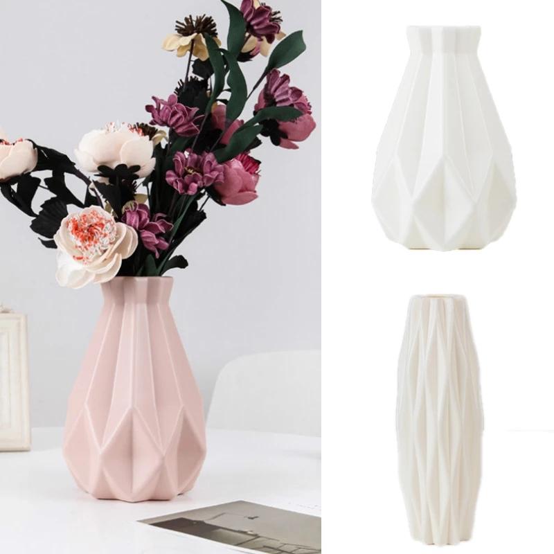 

Origami Plastic Flower Vase Modern Arrangement Living Room Origami Decoration Ornament Imitation Ceramic Home Flower Basket Pot