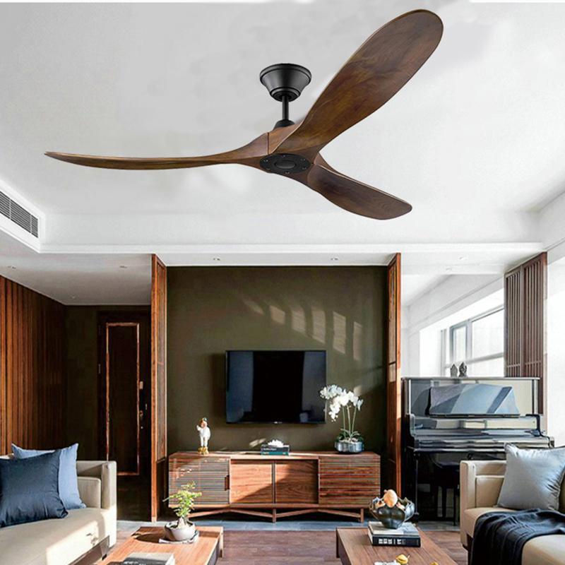 

60 inch DC ceiling fan industrial vintage wooden ventilator with no light Remete control decorative blower wood retro fans1