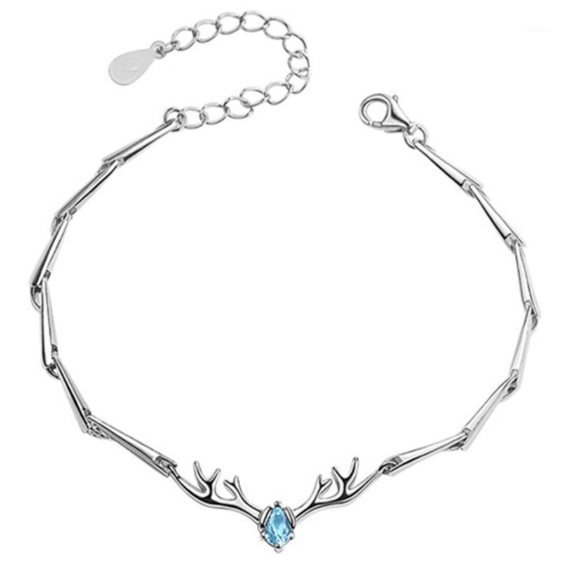 

925 Silver deer horn bracelet for women ladies simple fashion wrist bracelet jewelry wholesale1