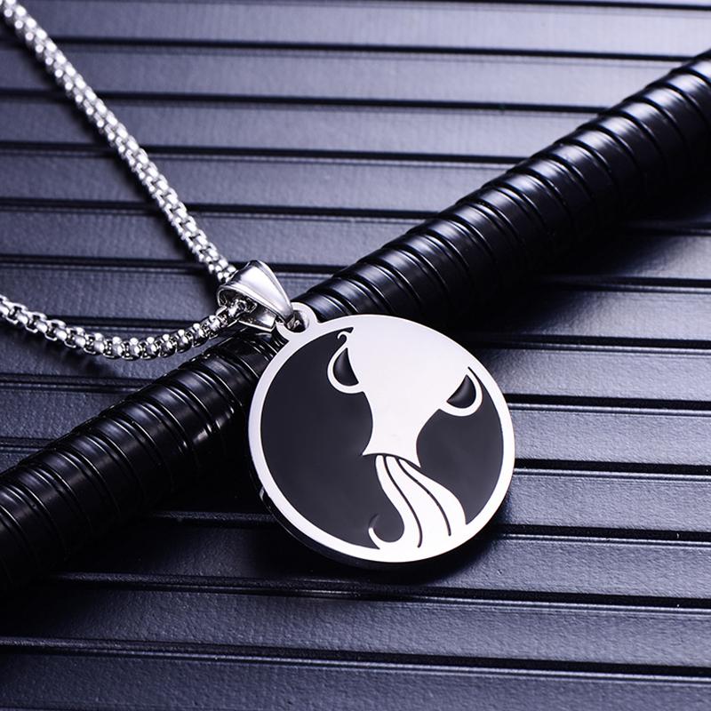 

2020 new Aquarius 12 constellation necklace mens stainless steel fashion necklace jewelry for neck gifts for a man accessories