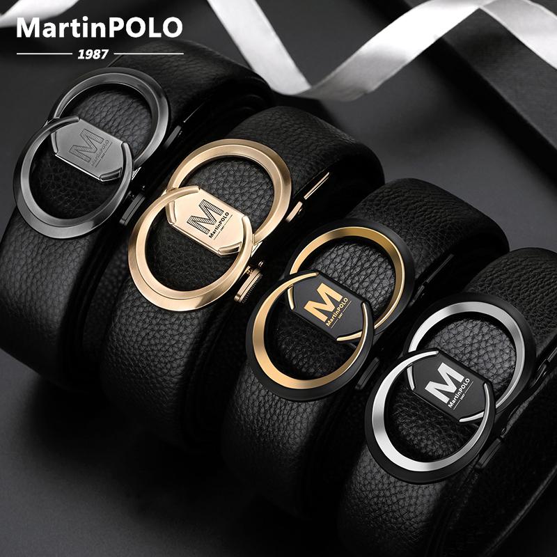 

Belts MARTINPOLO Brand Fashion Men's Automatic Buckle Black Genuine Leather Trouser Belt High Quality Male Luxury Strap MP4801