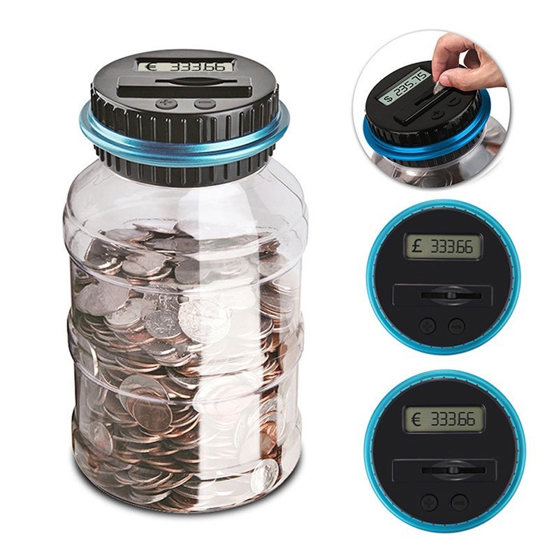 

2.5L Piggy Bank Counter Coin Electronic Digital LCD Counting Coin Saving Money Box Jar Coins Storage Box for USD EURO GBP Money 201125