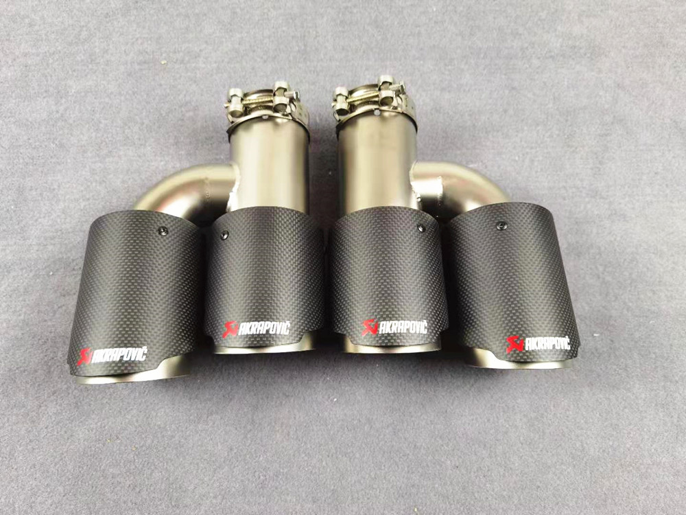 

1 Pair Double Tube H Style Matte Carbon Fiber Exhaust Muffler Pipes For Universal Car Rear Exhausts