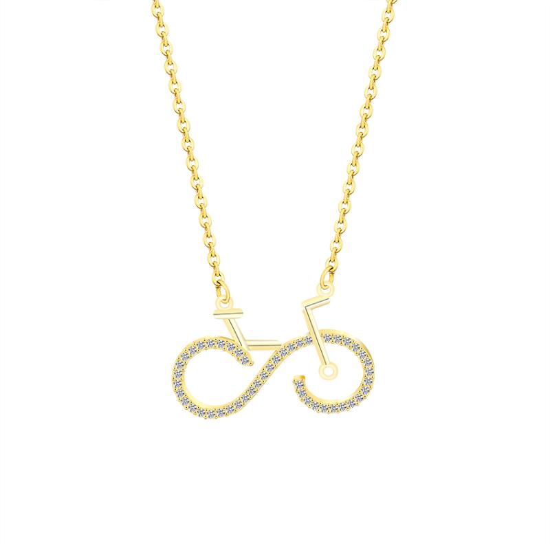 

2020 Statement Micro Paved CZ Crystal Bicycle Bike Shape Pendant Necklace For Women Men's Accessories Collar Rock Hiphop Jewelry