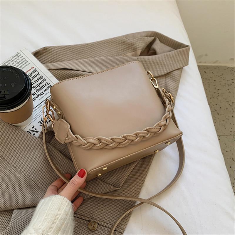 

Shoulder Bag For Women Fashion Crosbody Bags New Designer Large Capacity Bucket Bag Simple PU Leather High Quality Khaki 2021, Black