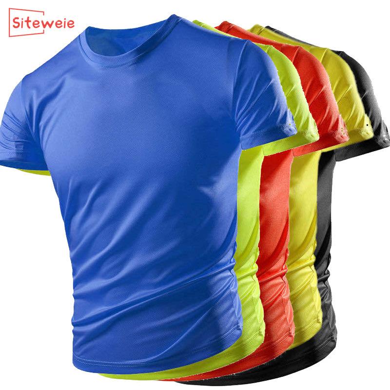 

SITEWEIE 2020 Fashion Summer Pure Color Sport Casual Short-sleeved Men's Thin Mesh Quick Dry Breathable New Slim T-shirt G172