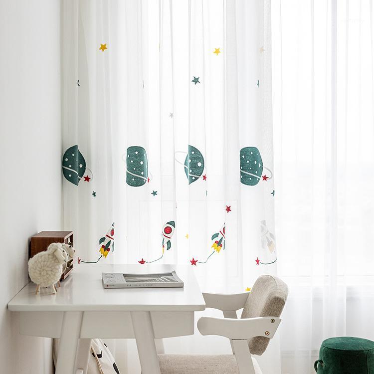 

Modern Curtains for Living Dining Room Bedroom Cartoon Children's Bedroom Space Cotton and Linen Embroidered Tulle Curtains1