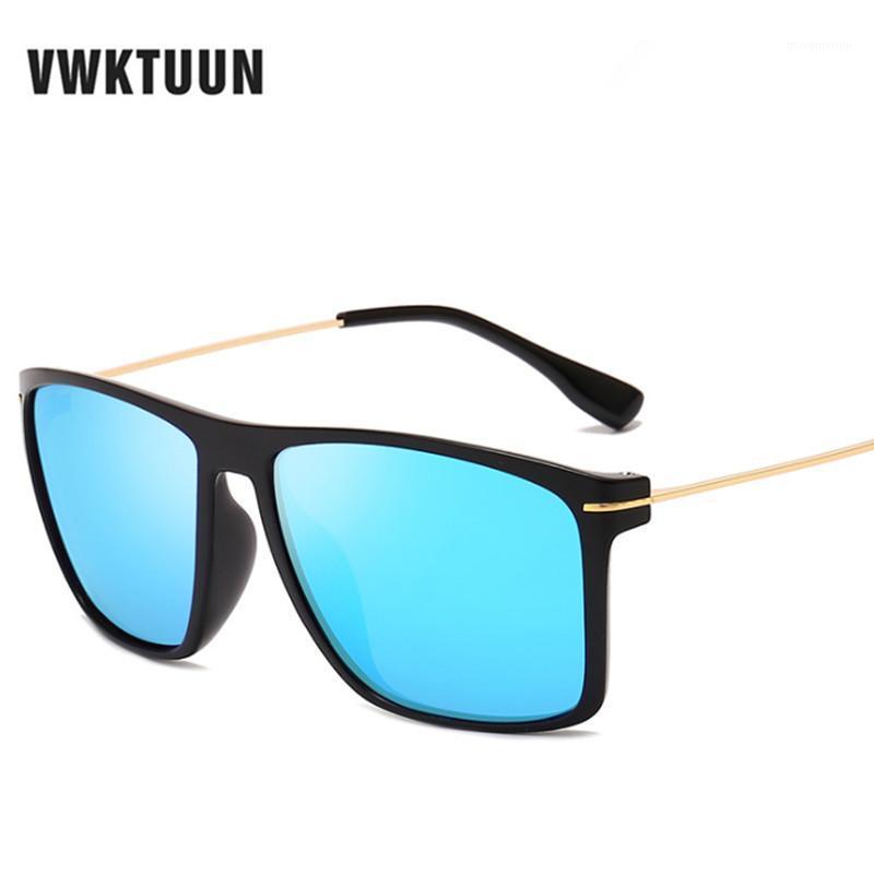 

VWKTUUN Square Sunglasses Men Women Vintage Metal Frame Sun Glasses Oversized Shades Mirror Points Female UV4001