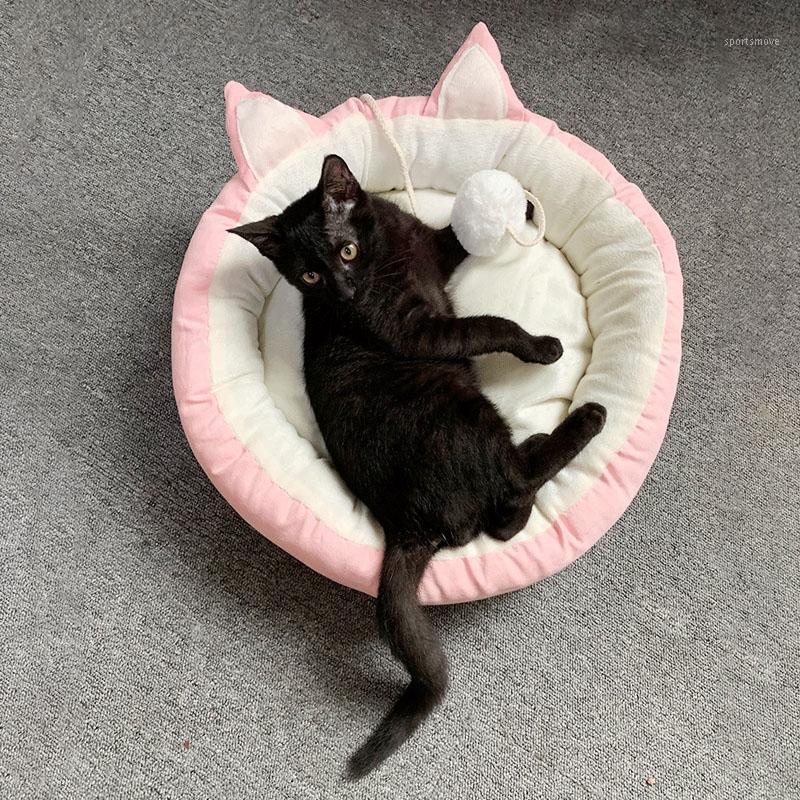 

Washable Pet Dog Cat Bed Round Cat Ear Warm Soft Mat Beds Sleeping House Cats Nest Cushion Home Pet Supplies Products1