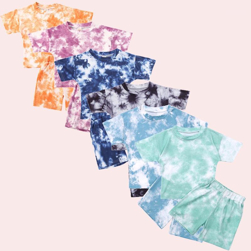 

Toddler Baby Boy Girls Clothing Newborn Infant Tie Dye Print O-neck T-shirts+Shorts Children Kid Girls Casual Tracksuits Outfits1