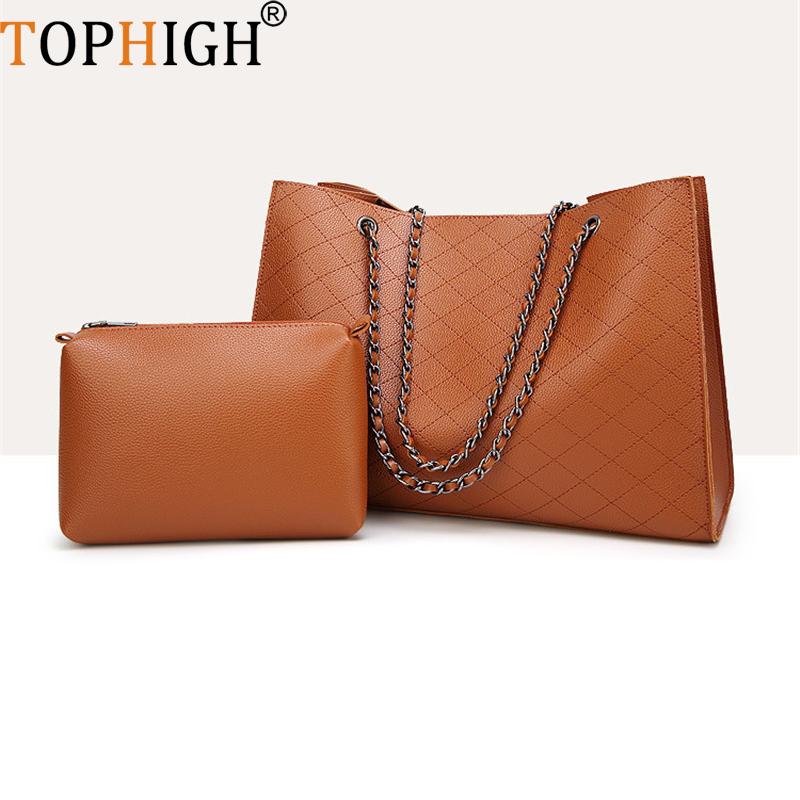 

TOPHIGH Large Capacity Women Shoulder Bags Designer Handbags Tote Luxury Leather Crossbody Bag Casual Simply Composite Purse, Black