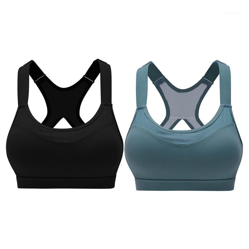 

2Pcs Sports Bra Top Adjustable Spaghetti Straps Fitness Women Sport Bra for Running Yoga Gym - Black  & Cyan S1, Pink