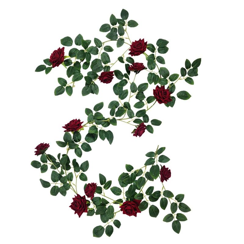 

Artificial Rose Vine Silk Flowers Garland Wedding Flowers Vines for Wedding Party Home Decoration, Redgreen