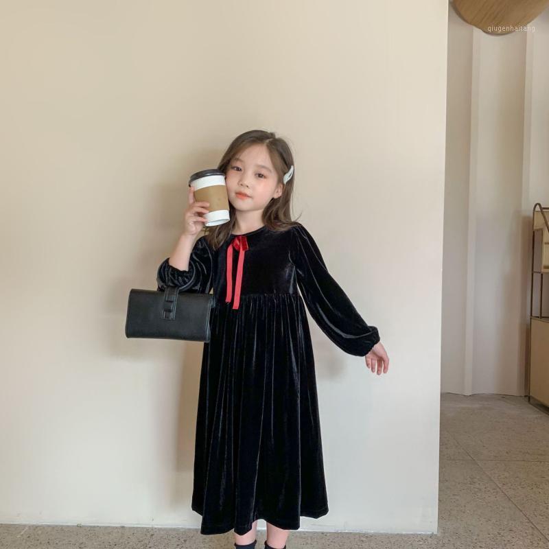 

Fall New 2020 Elegant Kids Dresses for Girls Baby Princess Dress Midi Dress Children Clothes Toddler Party Velvet,#54041, Black