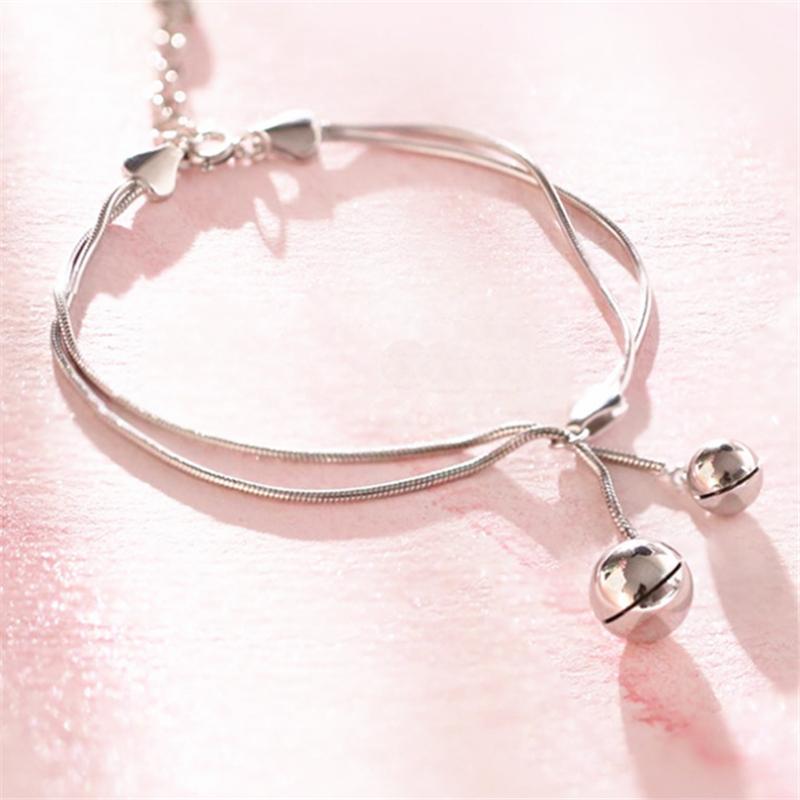 

2020 New Arrival Double Layers Snake Chain Bells Bracelet For Women&Ladies Tibetan sliver Simple Adjustable Bracelet KL2039