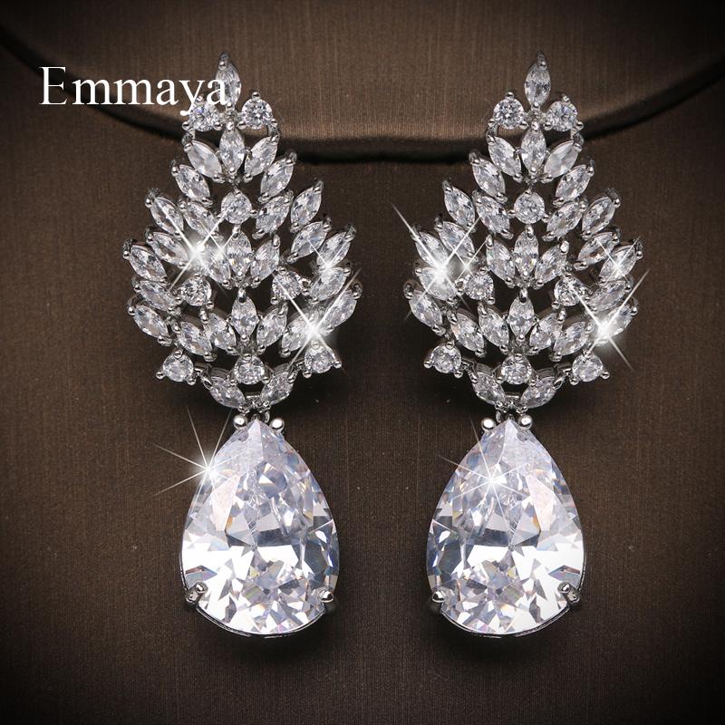 

Stud Emmaya Shiny Cubic Zircon Waterdrop Shape Earring For Female Charming Jewlery Multicolor Choice Igenious Design Party Gift