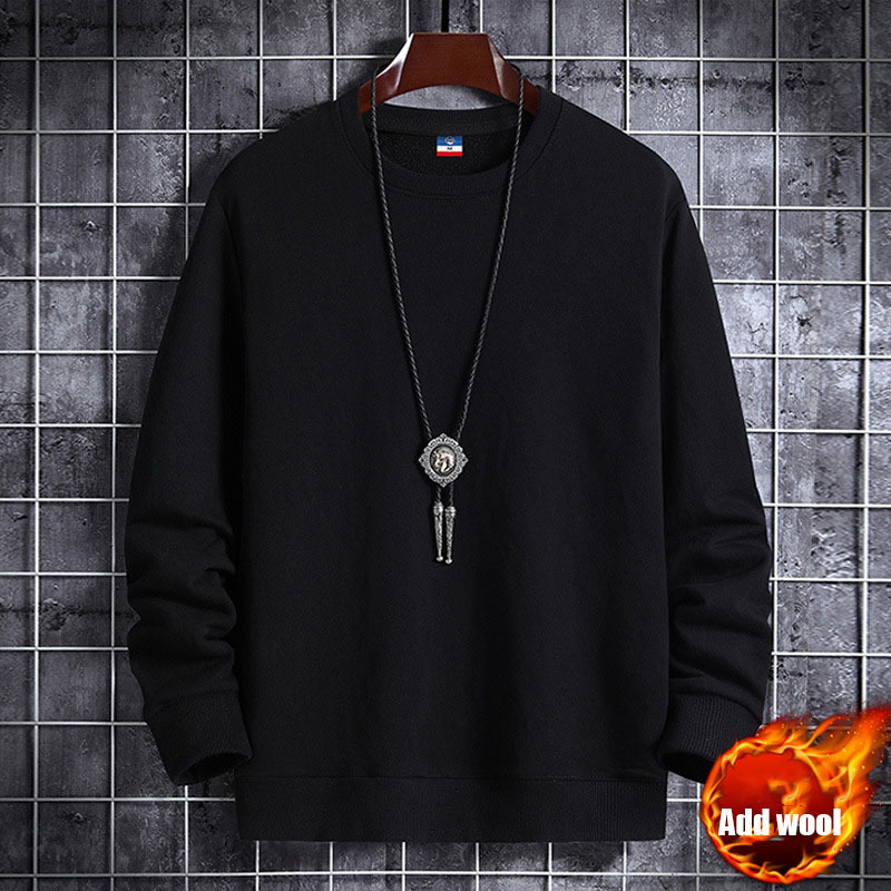 

2021 in Addition Velvet, a Solid Color Round Turtleneck, Male Sweater, Autumn Winter Loosed Man's Bottom Shirt TQVK, Ivory
